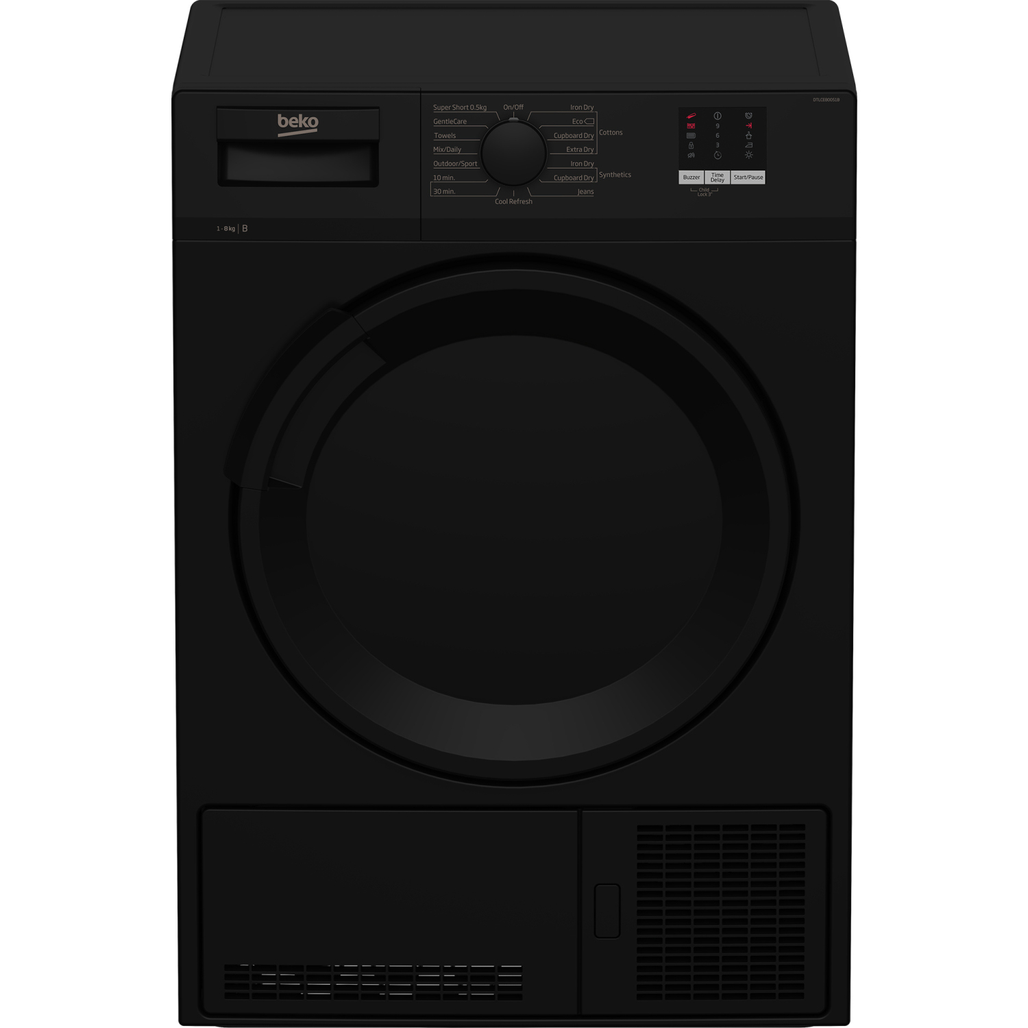 Beko DTLCE80051B 8kg Condenser Tumble Dryer with Sensor Programmes - Black full image