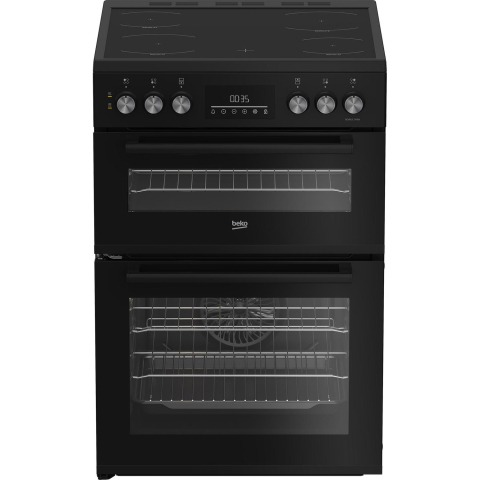 Beko EDC6731K 60cm Double Oven Electric Cooker with Vitroceramic Hob