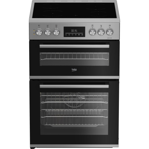 Beko EDC6731S 60cm Double Oven Electric Cooker with Vitroceramic Hob 