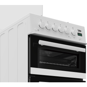 Beko EDG507W 50cm Twin Cavity Gas Cooker with Gas Hob & Glass Lid - White - 3