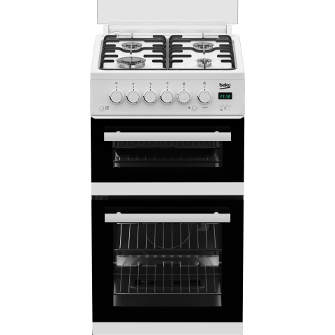 Beko EDG507W 50cm Twin Cavity Gas Cooker with Gas Hob - White