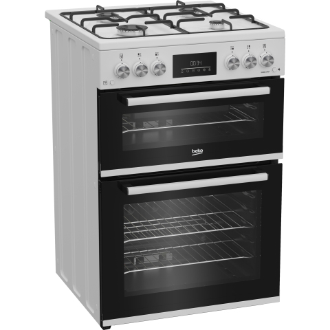 Beko EDG6231W 60cm Double Oven Gas Cooker with Gas Hob - White