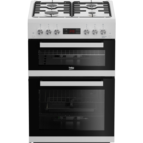 Beko EDG634W 60cm Double Oven Gas Cooker with Gas Hob - White