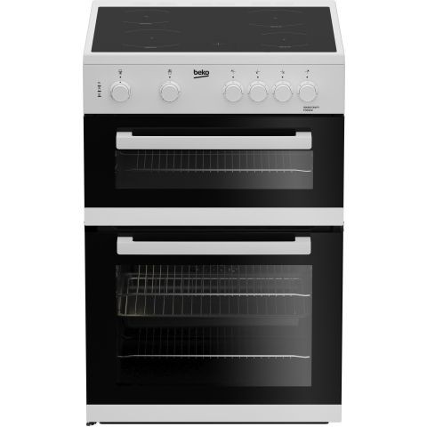 Beko ETC611W 60cm Twin Cavity Electric Cooker with Ceramic Hob - White