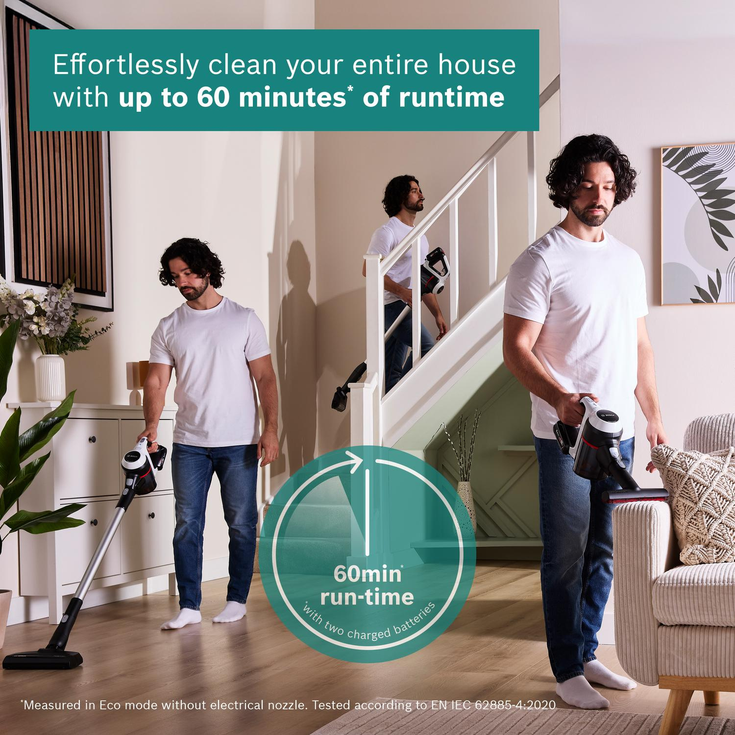 Bosch BCS612GB Unlimited Serie 6 ProHome Cordless Vacuum Cleaner - 30 Minute Run Time - White - PLUS Additional Battery full image