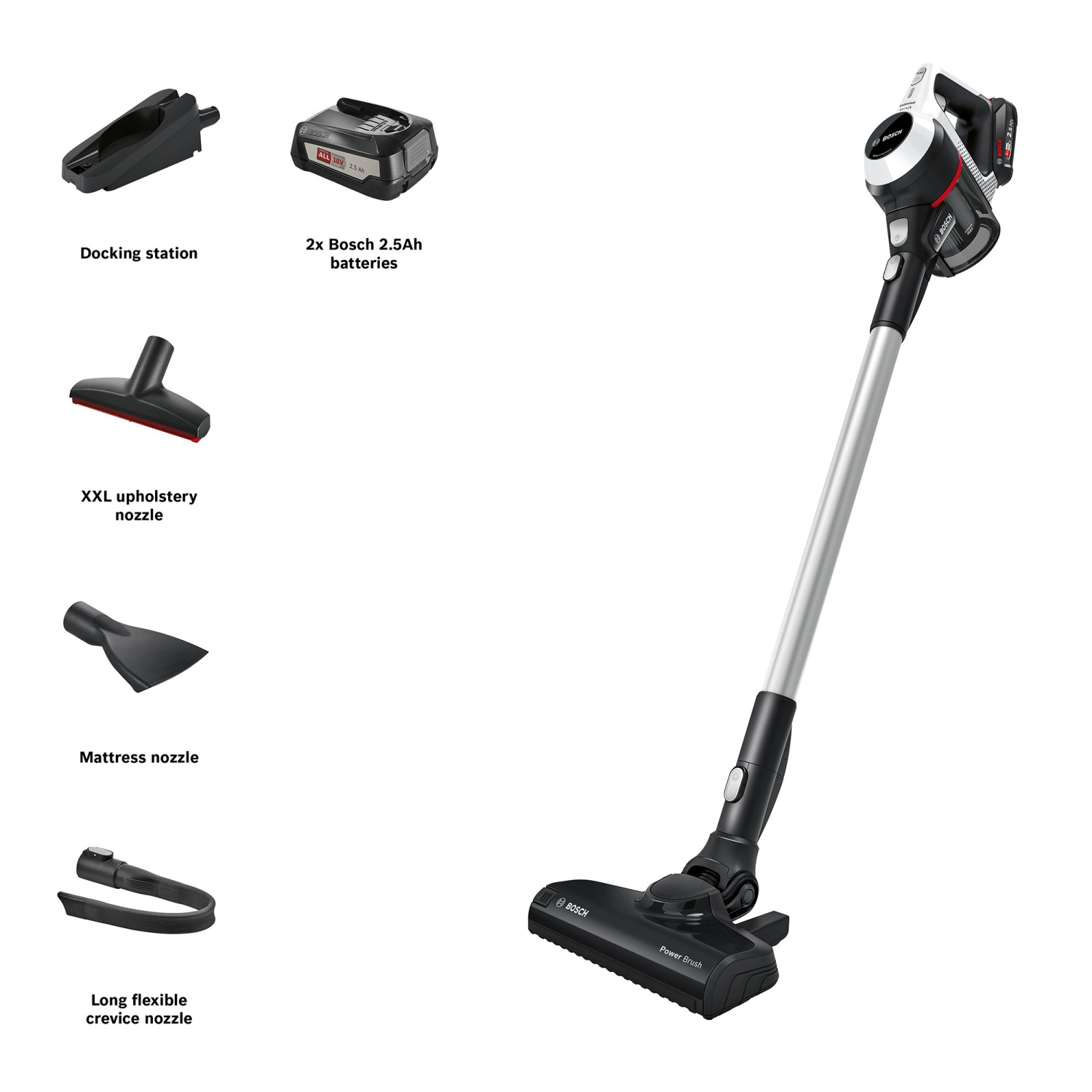 Bosch BCS612GB Unlimited Serie 6 ProHome Cordless Vacuum Cleaner - 30 Minute Run Time - White - PLUS Additional Battery full image