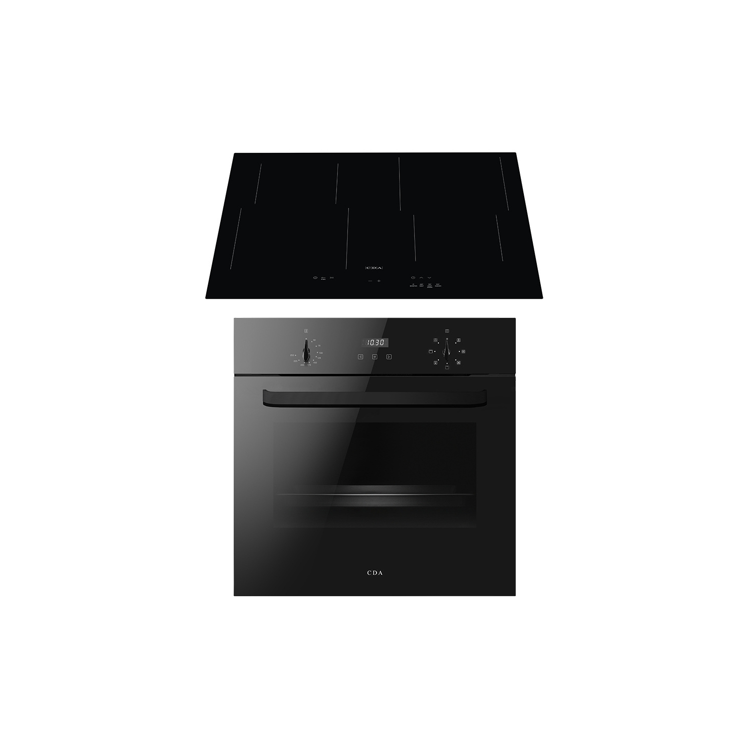 CDA SC223BLKIT 59.5cm Built In Electric Single Oven with 59.2cm Induction Hob - Black full image