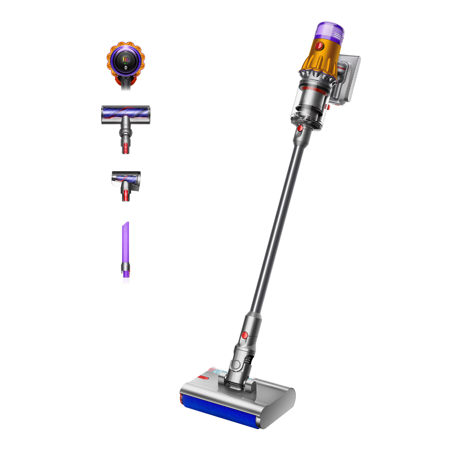 Dyson V12DETECTSUB Detect Slim Submarine Cordless Vacuum - 60 Minutes Run Time - Yellow/Nickel full image