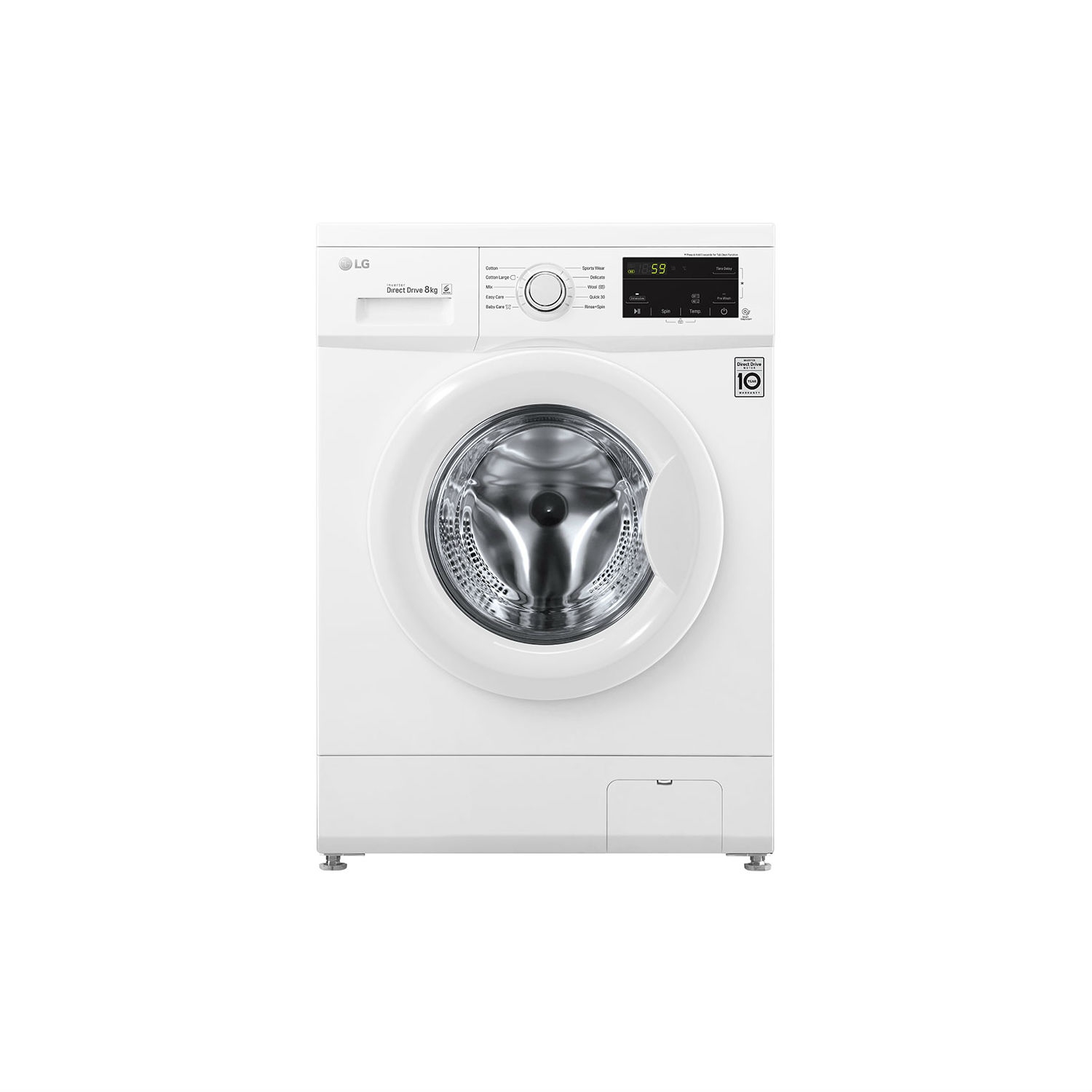 LG ELECTRONICS 8 kg 1400 Inverter Direct Drive Washing Machine - WHITE - A+++-30% Energy Rated - 0