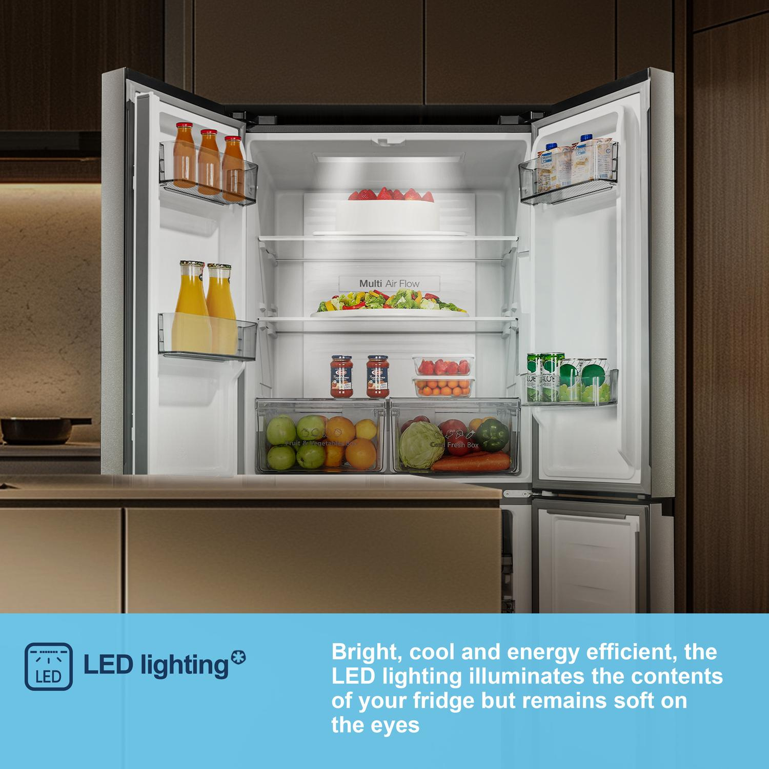 Fridgemaster MQ79395ES 79.4cm 65/35 Total No Frost American Fridge Freezer - Silver full image