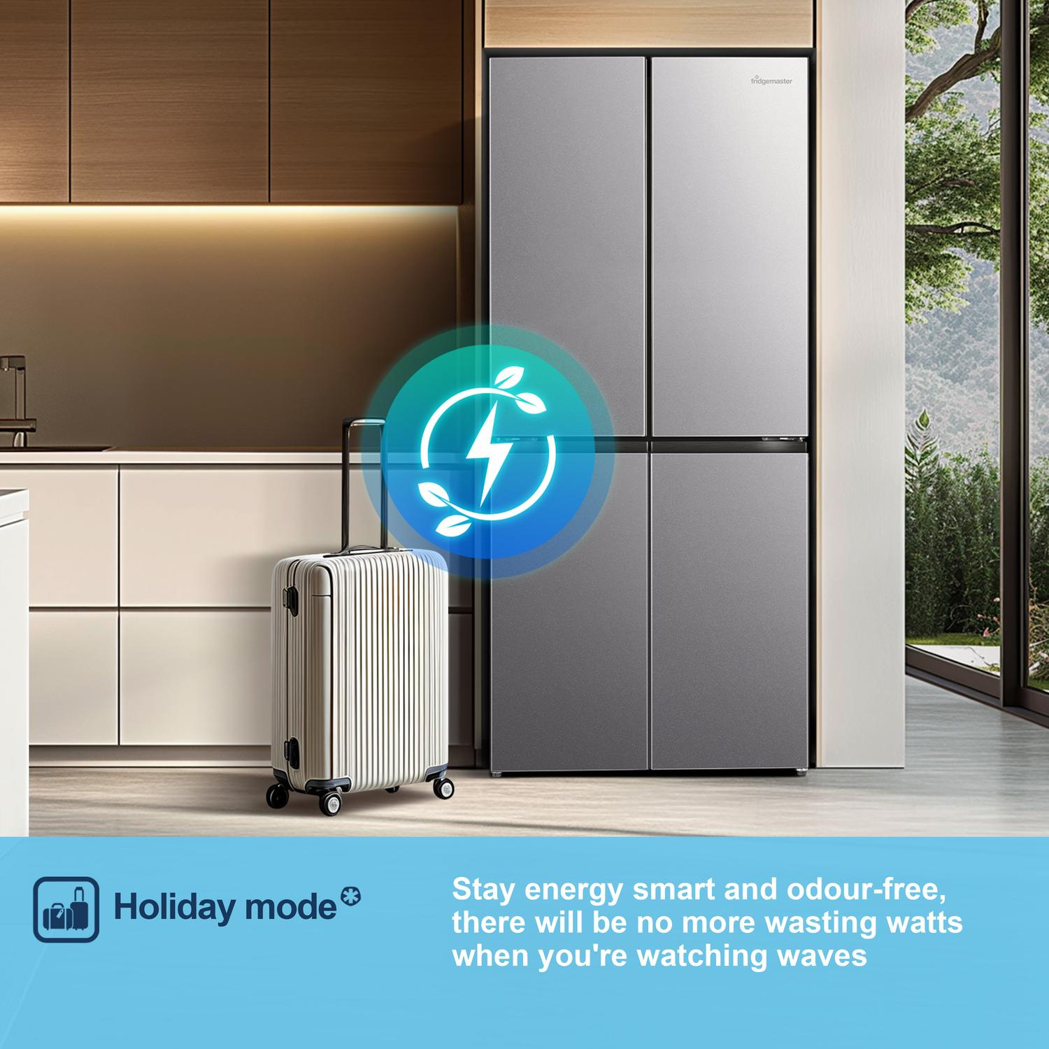 Fridgemaster MQ79395ES 79.4cm 65/35 Total No Frost American Fridge Freezer - Silver full image