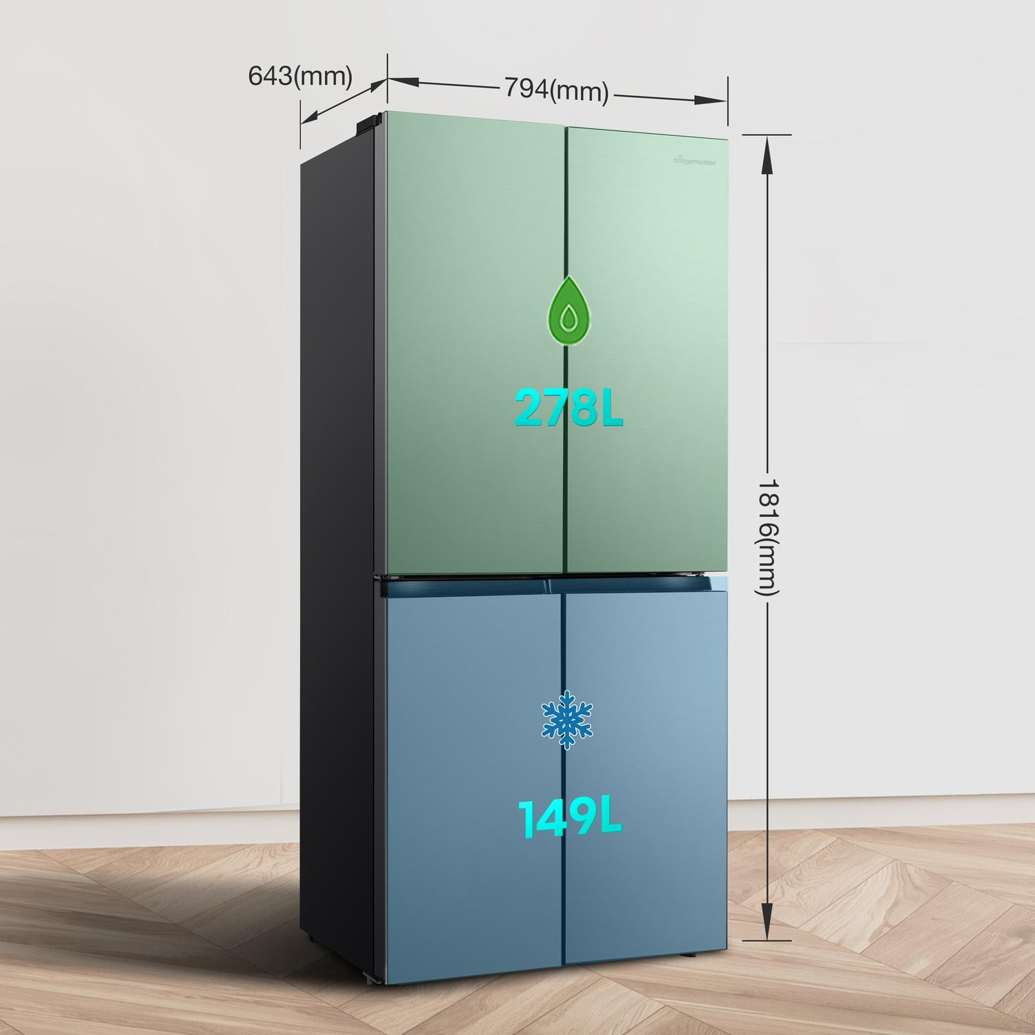 Fridgemaster MQ79395ES 79.4cm 65/35 Total No Frost American Fridge Freezer - Silver full image