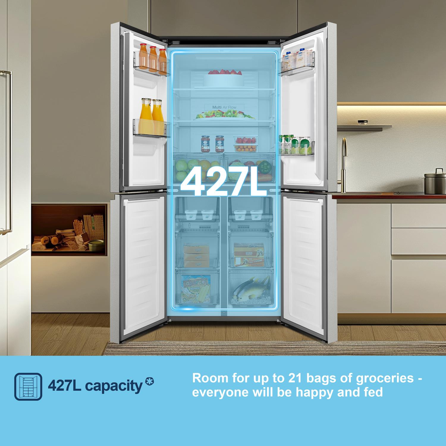 Fridgemaster MQ79395ES 79.4cm 65/35 Total No Frost American Fridge Freezer - Silver full image
