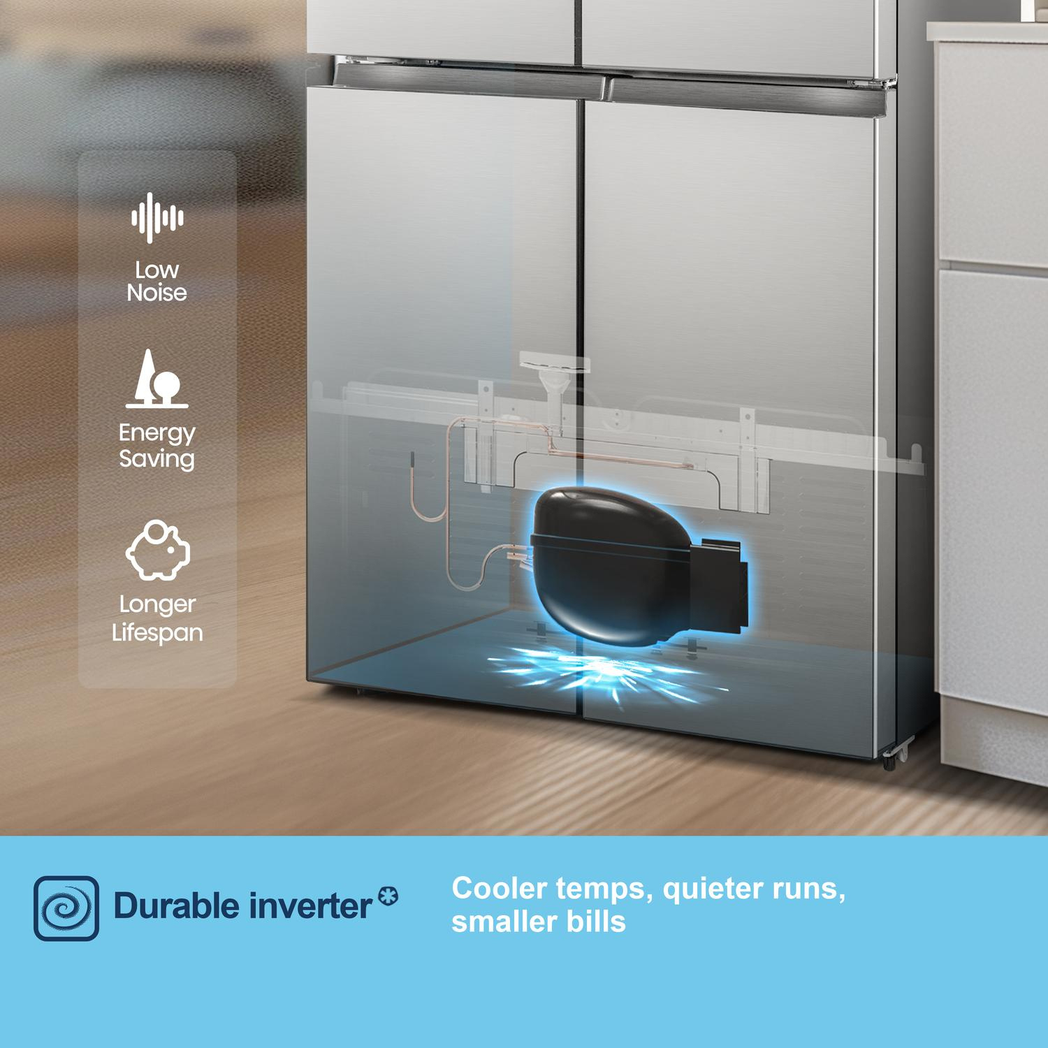 Fridgemaster MQ79395ES 79.4cm 65/35 Total No Frost American Fridge Freezer - Silver full image