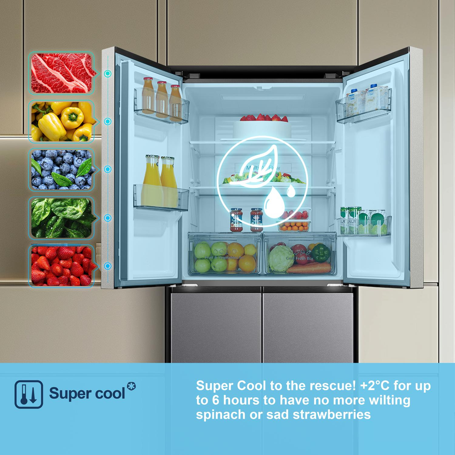Fridgemaster MQ79395ES 79.4cm 65/35 Total No Frost American Fridge Freezer - Silver full image