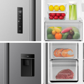 Fridgemaster MS91558DES 91.1cm 60/40 Total No Frost American Fridge Freezer - Silver - 1