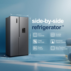 Fridgemaster MS91558DES 91.1cm 60/40 Total No Frost American Fridge Freezer - Silver - 12