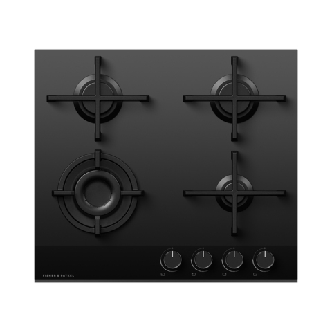 Fisher & Paykel CG604DLPGB4 60cm  4 Burner Gas Hob in Black Glass