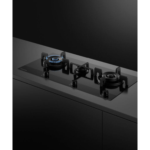 Fisher & Paykel CG903DLPGB4 90cm 3 Burner Gas Hob - Black Glass