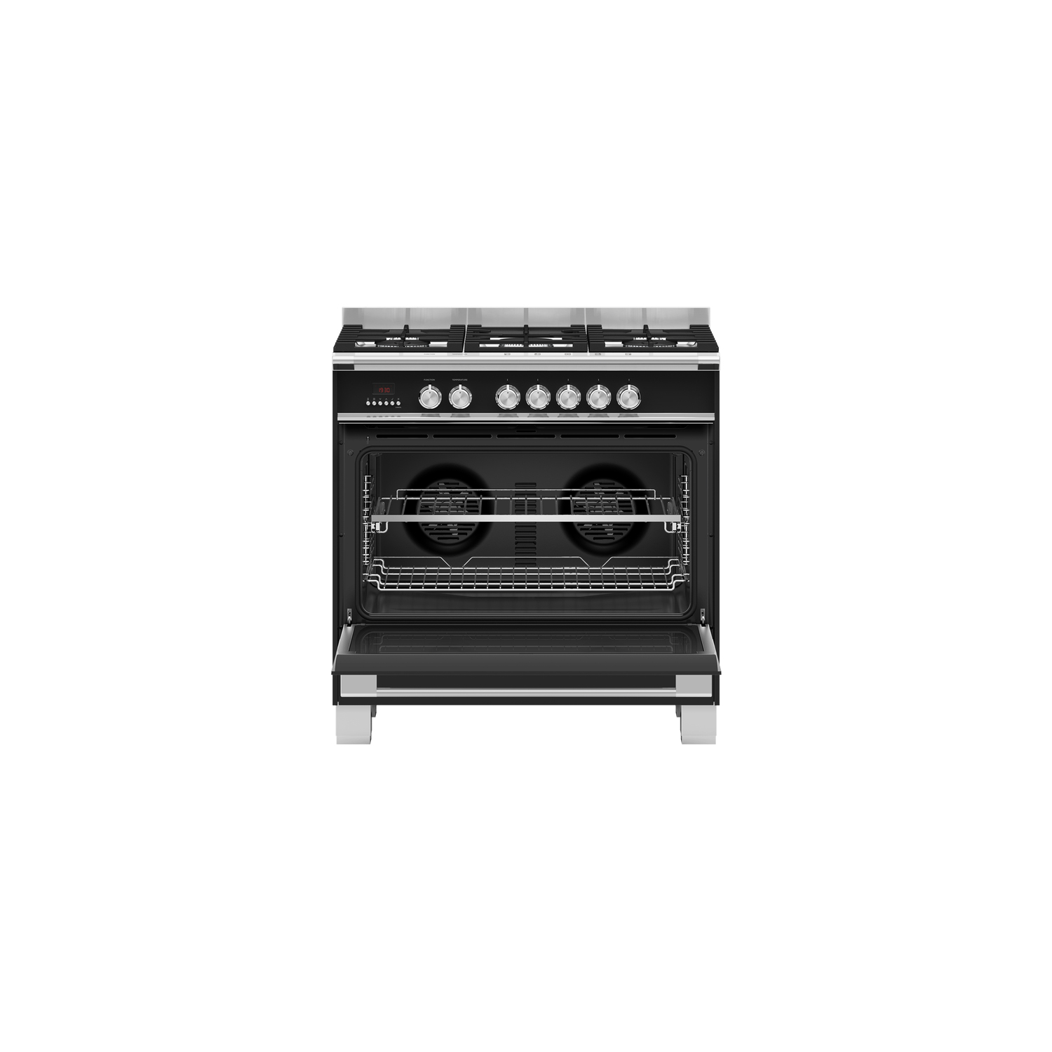 Fisher & Paykel OR90SCG4B1 90cm Dual Fuel 5 Burner Range Cooker - Black full image