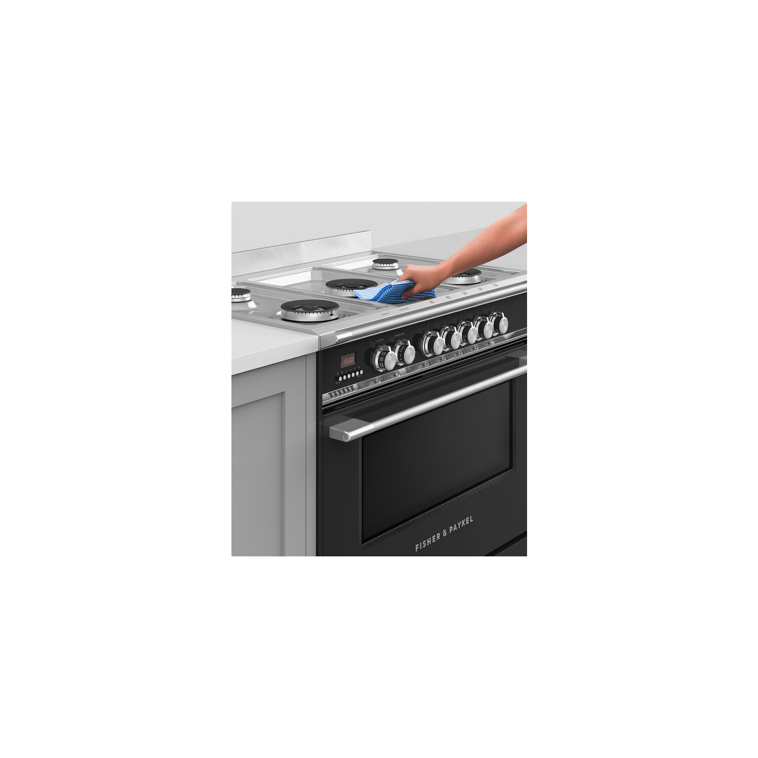 Fisher & Paykel OR90SCG4B1 90cm Dual Fuel 5 Burner Range Cooker - Black full image