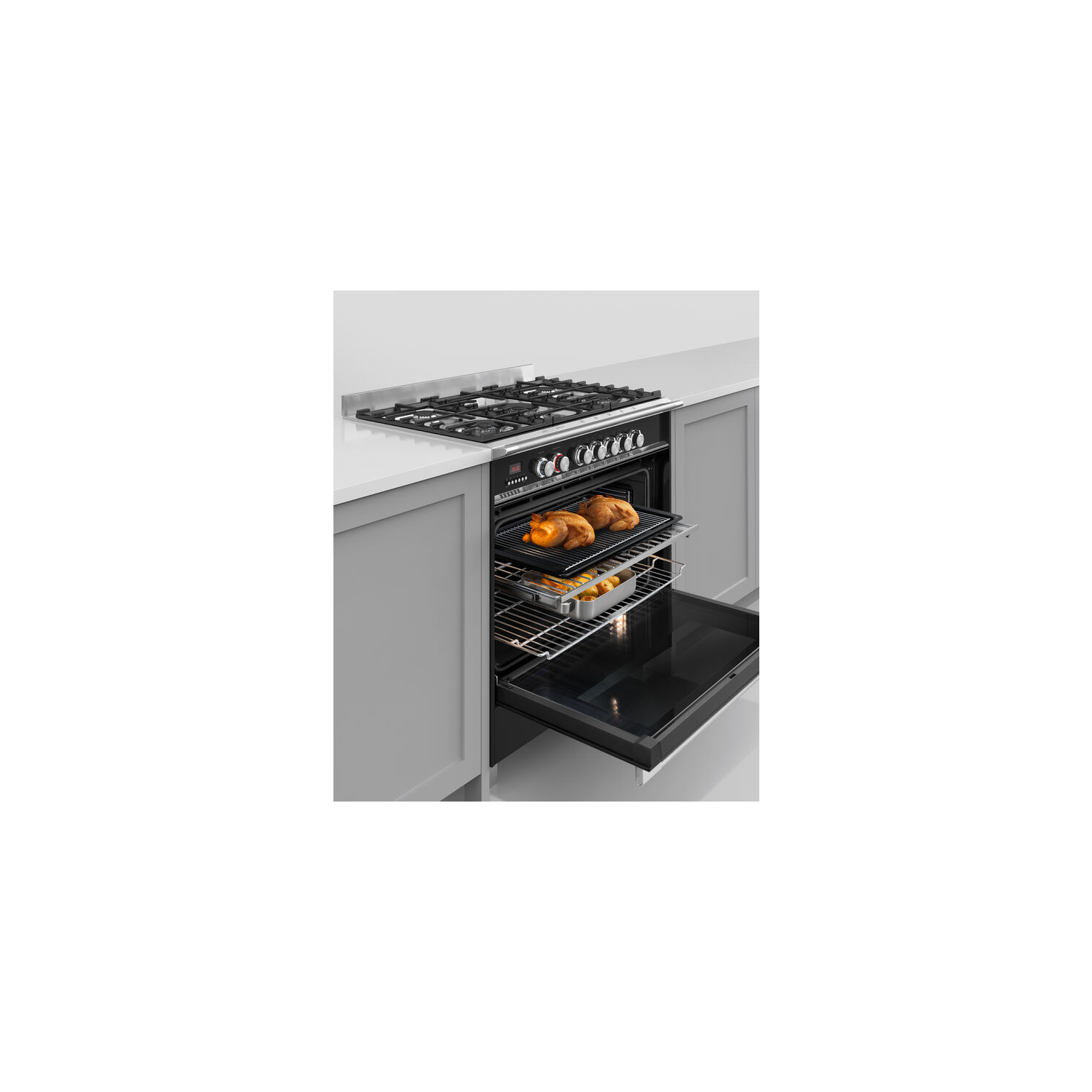 Fisher & Paykel OR90SCG4B1 90cm Dual Fuel 5 Burner Range Cooker - Black full image