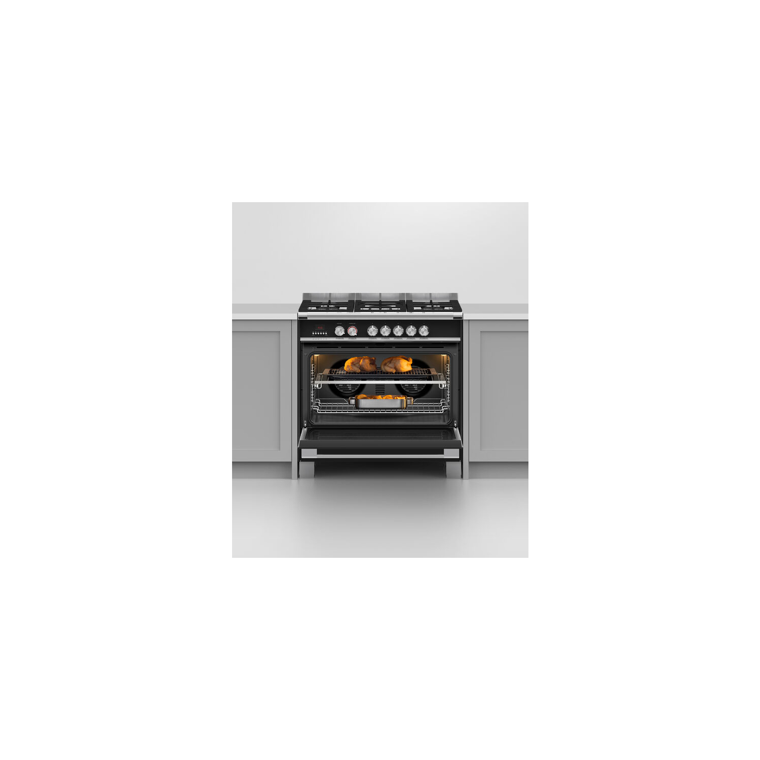 Fisher & Paykel OR90SCG4B1 90cm Dual Fuel 5 Burner Range Cooker - Black full image
