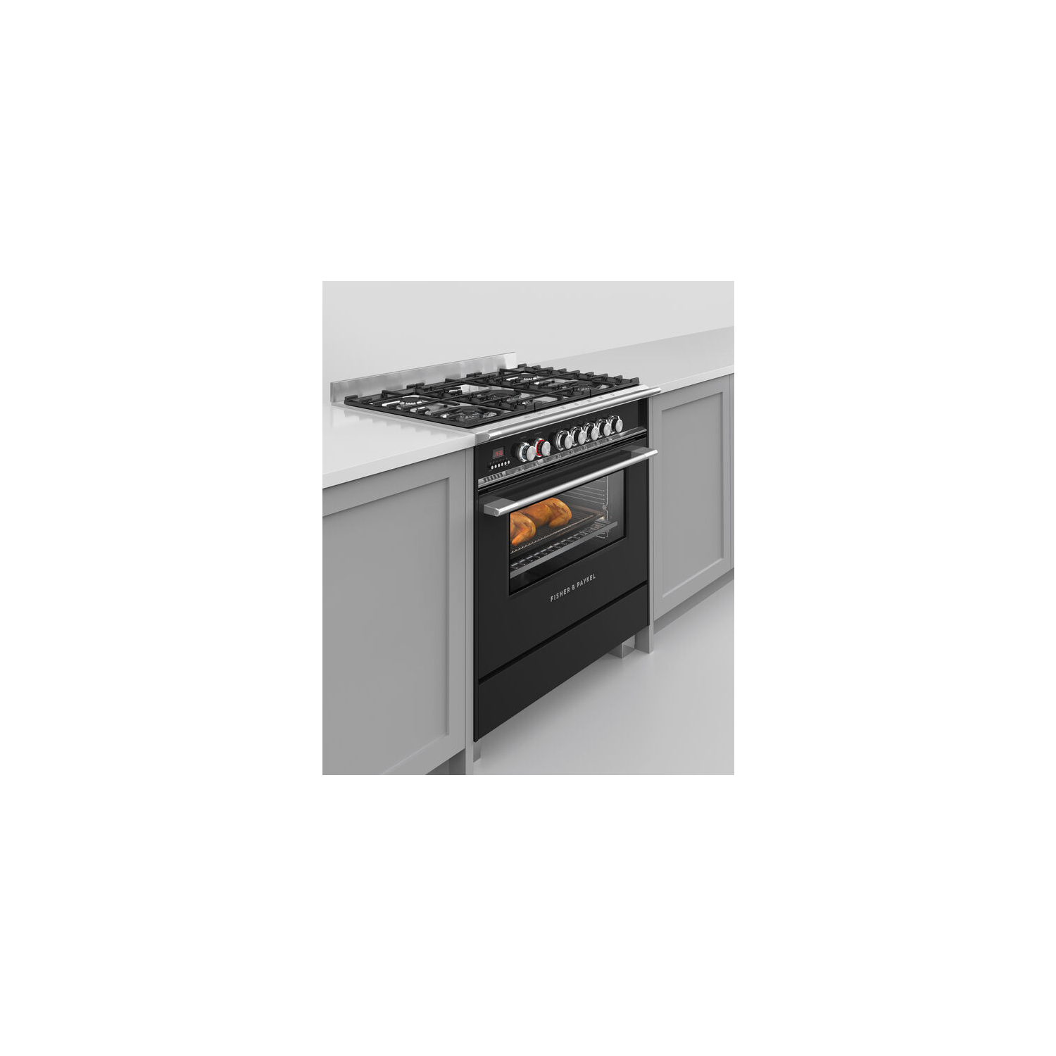Fisher & Paykel OR90SCG4B1 90cm Dual Fuel 5 Burner Range Cooker - Black full image