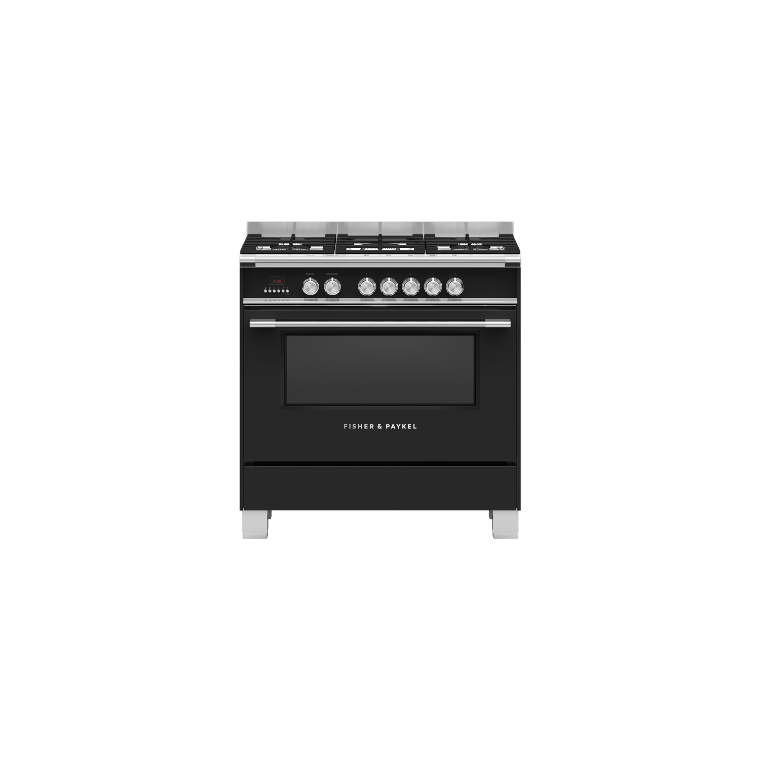 Fisher & Paykel OR90SCG4B1 90cm Dual Fuel 5 Burner Range Cooker - Black full image