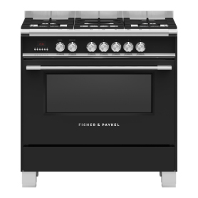 Fisher & Paykel OR90SCG4B1 90cm Dual Fuel 5 Burner Range Cooker - Black