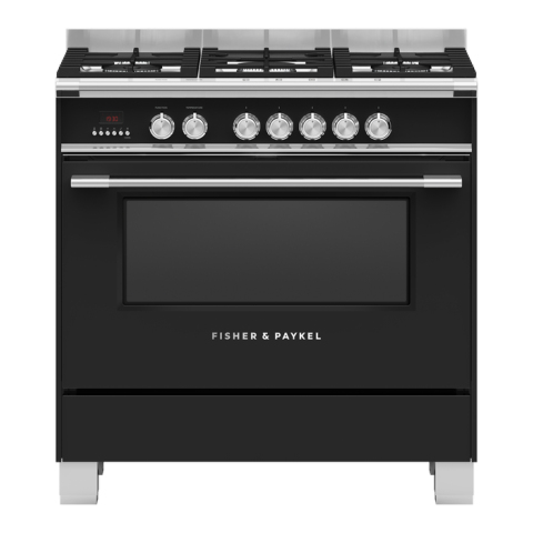Fisher & Paykel OR90SCG4B1 90cm Dual Fuel 5 Burner Range Cooker - Black