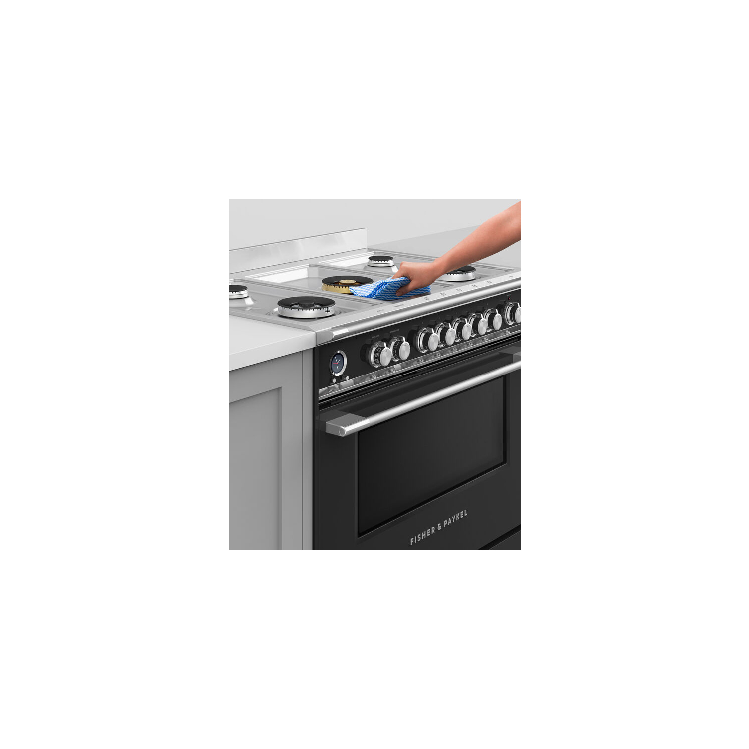 Fisher & Paykel OR90SCG6B1 90cm Dual Fuel Pyrolytic Cooker - Black full image