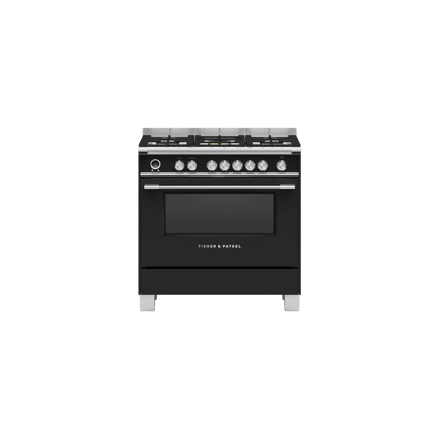 Fisher & Paykel OR90SCG6B1 90cm Dual Fuel Pyrolytic Cooker - Black full image