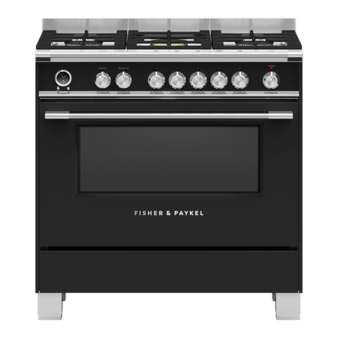 Fisher & Paykel OR90SCG6B1 90cm Dual Fuel Pyrolytic Cooker - Black