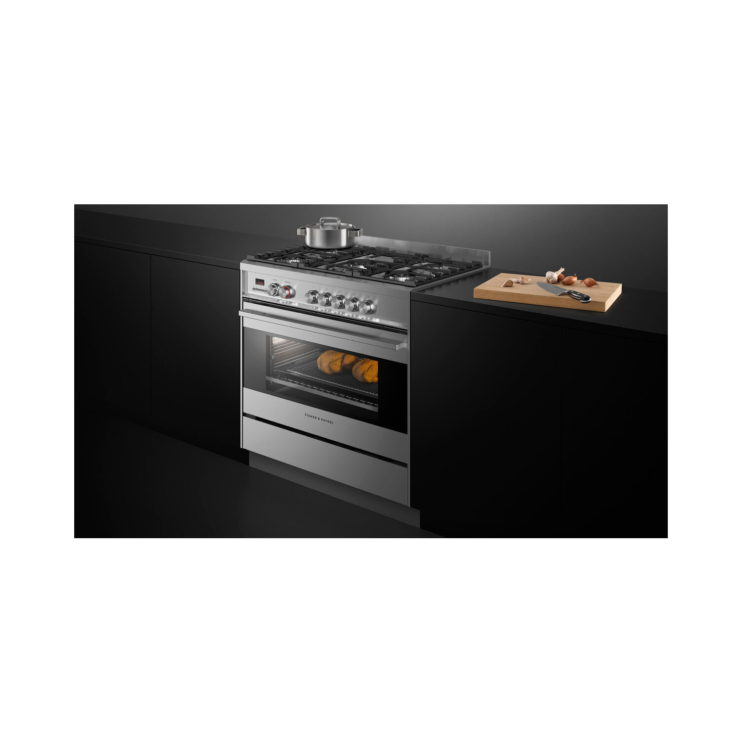 Fisher & Paykel OR90SDG4X1 90cm Dual Fuel 5 Burner Cooker - Stainless Steel full image