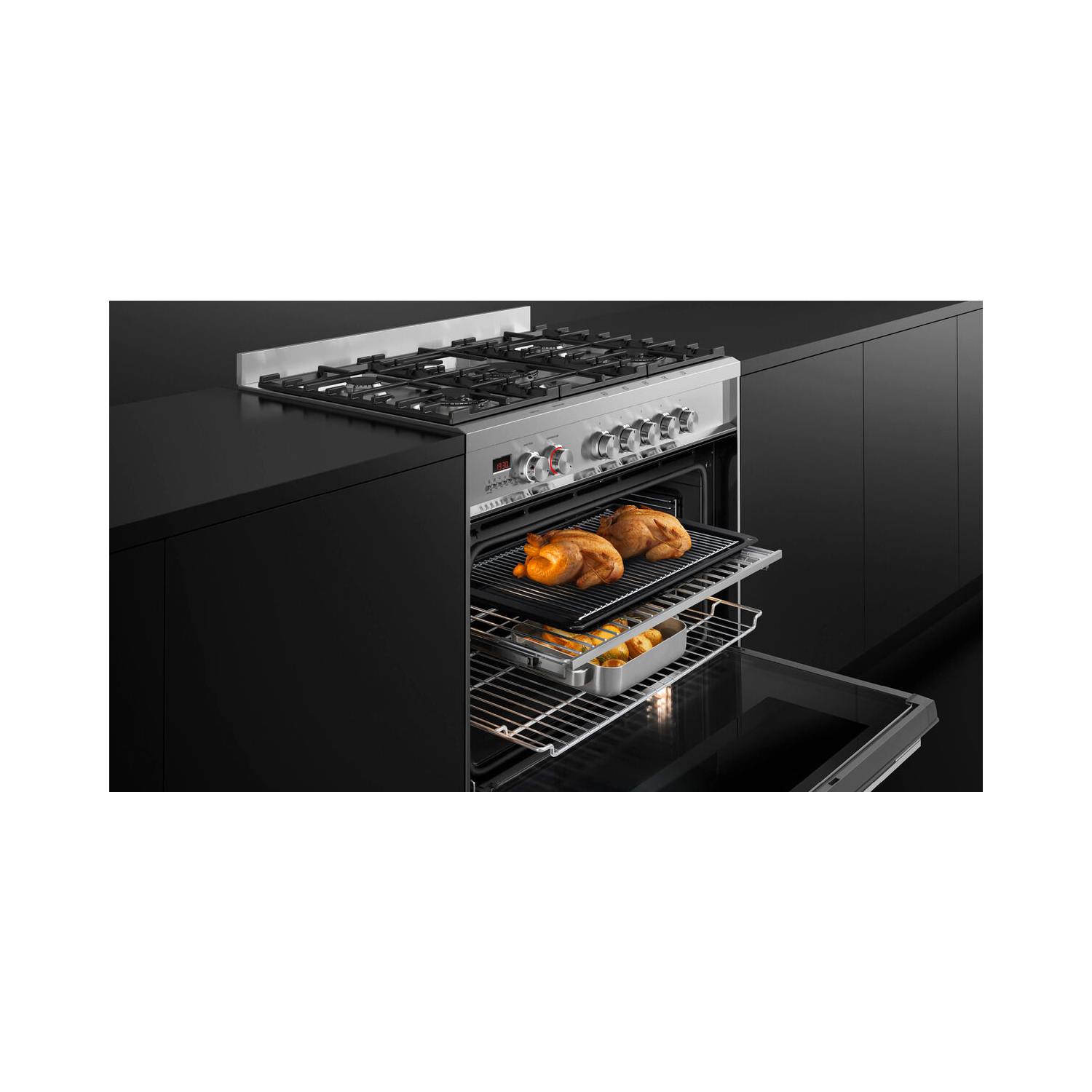 Fisher & Paykel OR90SDG4X1 90cm Dual Fuel 5 Burner Cooker - Stainless Steel full image
