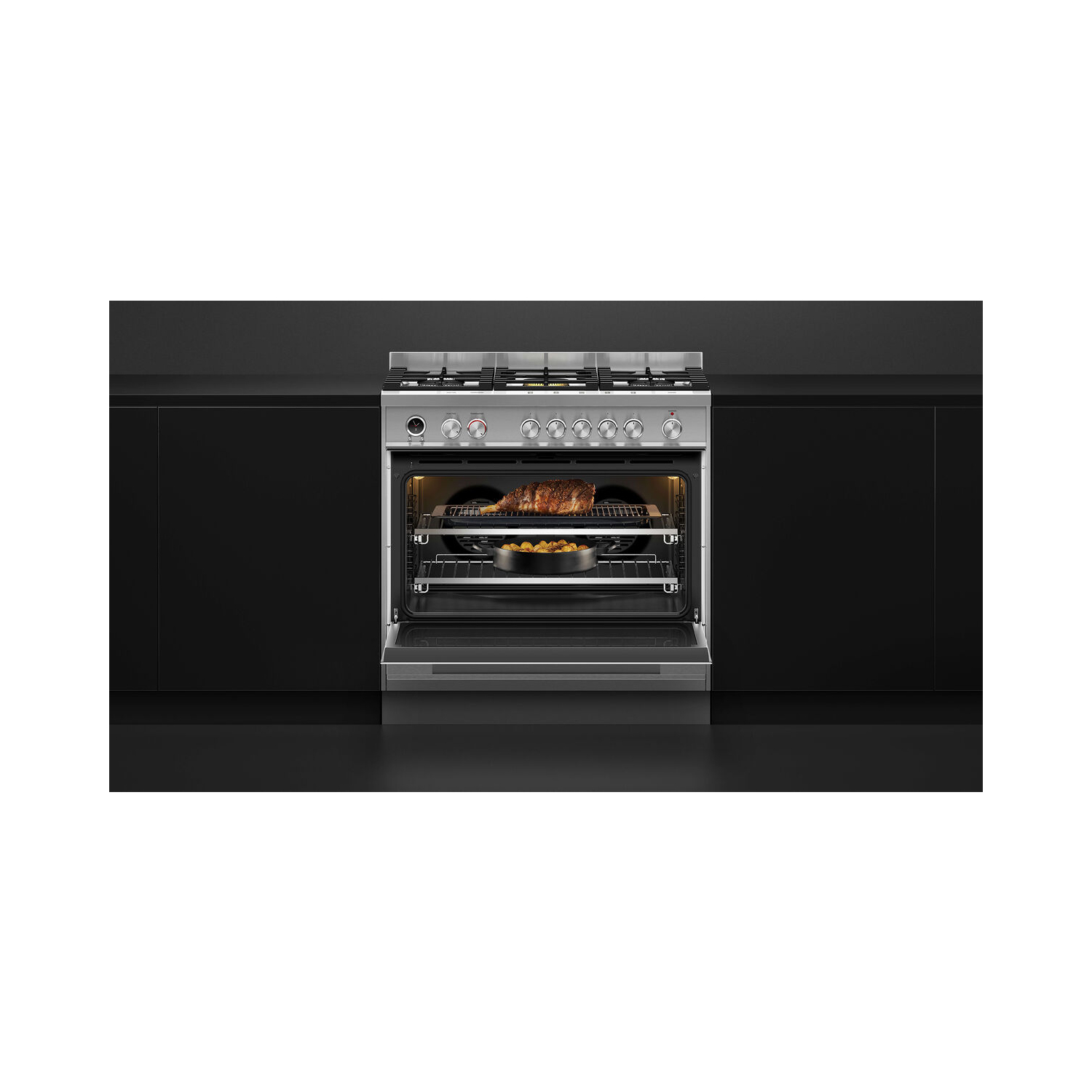 Fisher & Paykel OR90SDG6X1 90cm Dual Fuel Range Cooker with Gas Hob and Pyrolytic Cleaning - Stainless Steel full image