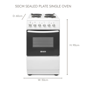 Haden HES051W 50cm Single Oven Electric Cooker with Sealed Plate Hob - White - 1