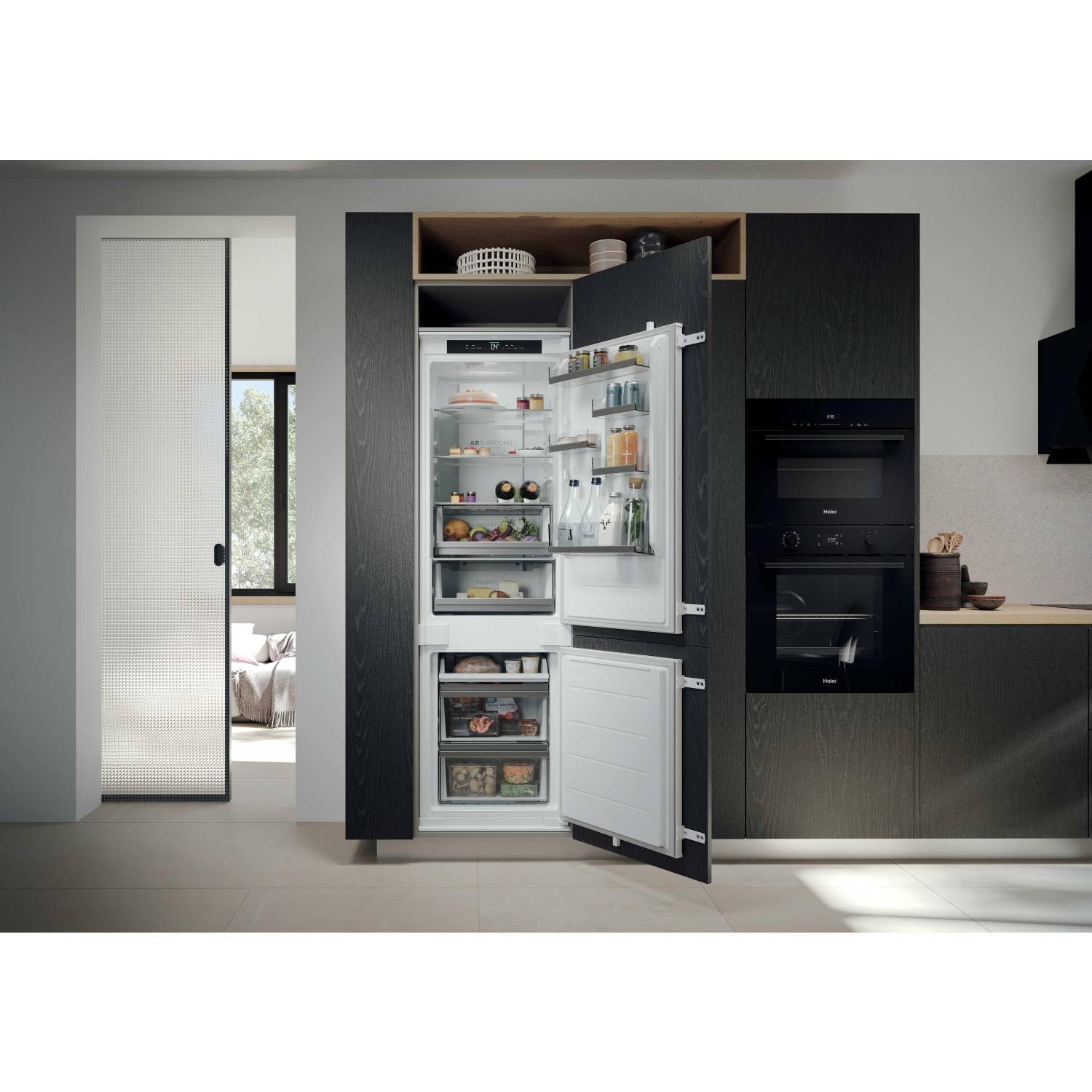 Haier HBQW5518EK-UK 70/30 Built In Total No Frost Fridge Freezer full image