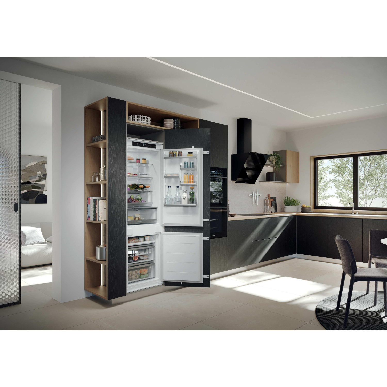 Haier HBQW5518EK-UK 70/30 Built In Total No Frost Fridge Freezer full image
