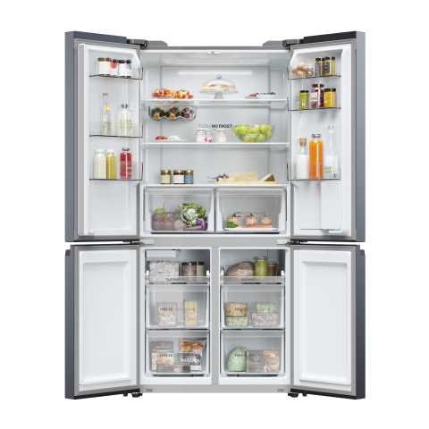 Haier HCR5919EHMB 90cm 60/40 Frost Free American Fridge Freezer - Brushed Black