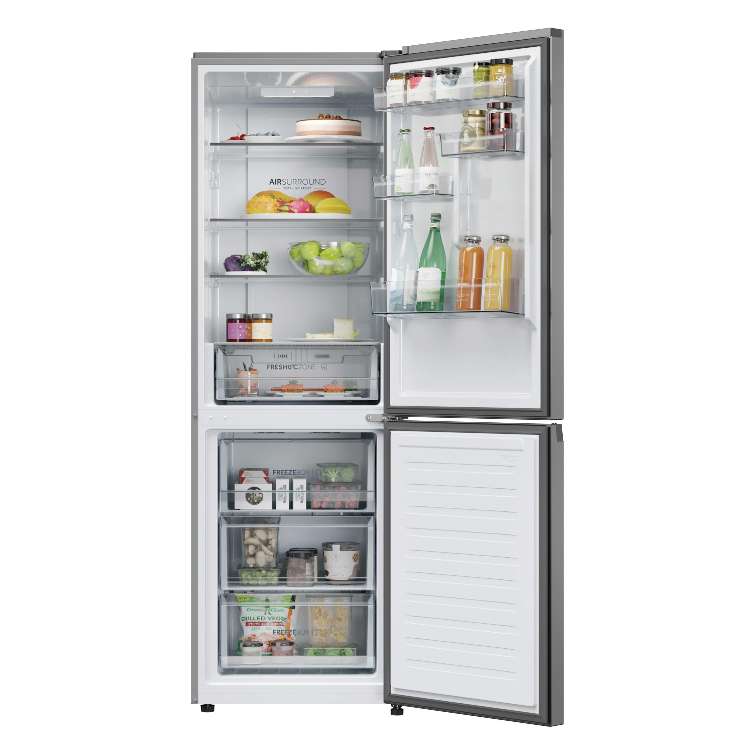 Haier 2D 60 Series 3 HDPR3618DNPK 355L Total No Frost Fridge Freezer - Stainless Steel full image