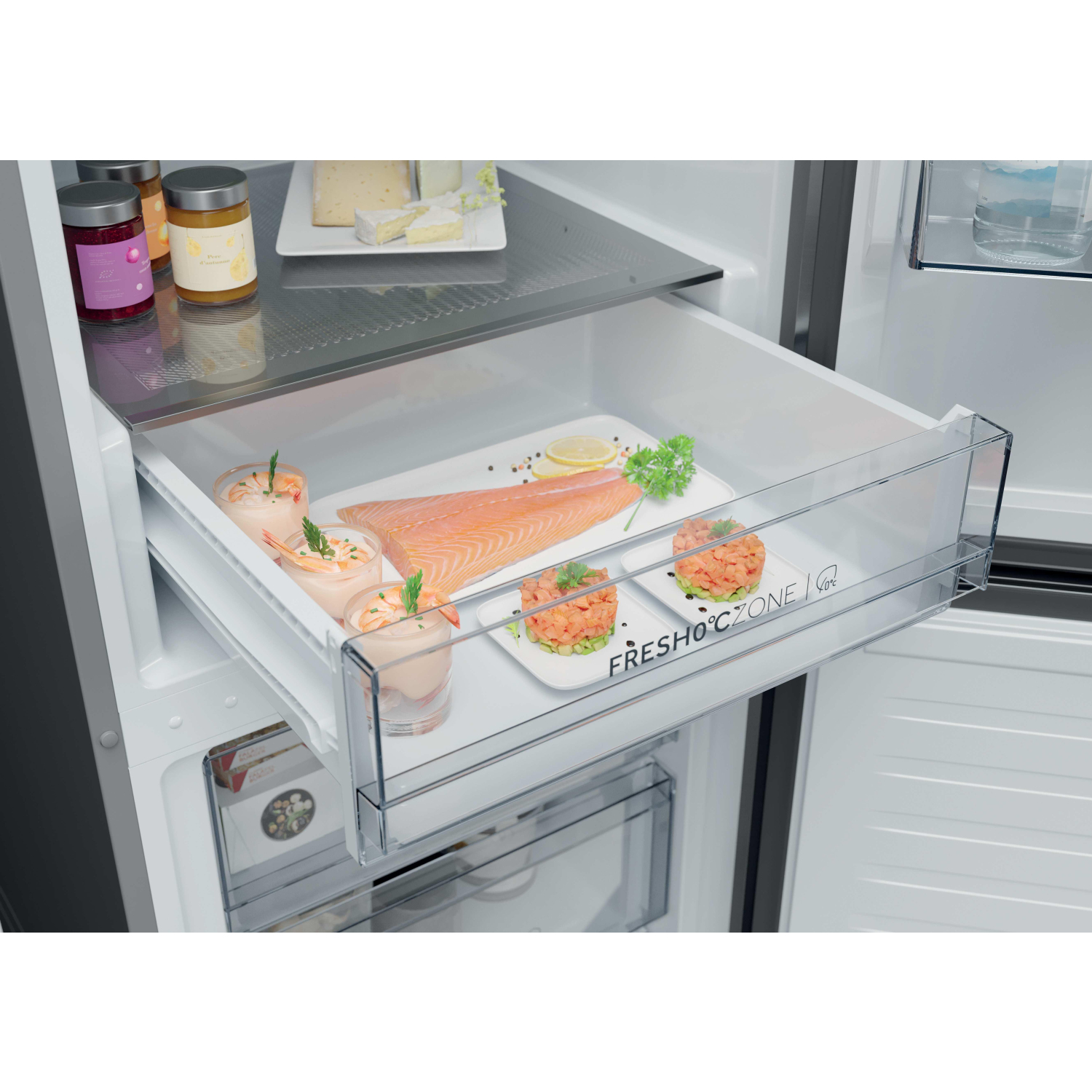 Haier 2D 60 Series 3 HDPR3618DNPK 355L Total No Frost Fridge Freezer - Stainless Steel full image