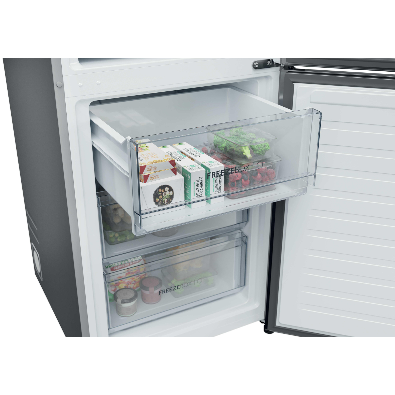 Haier 2D 60 Series 3 HDPR3618DNPK 355L Total No Frost Fridge Freezer - Stainless Steel full image