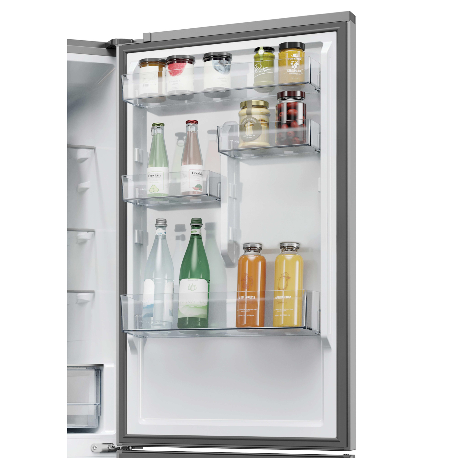 Haier 2D 60 Series 3 HDPR3618DNPK 355L Total No Frost Fridge Freezer - Stainless Steel full image