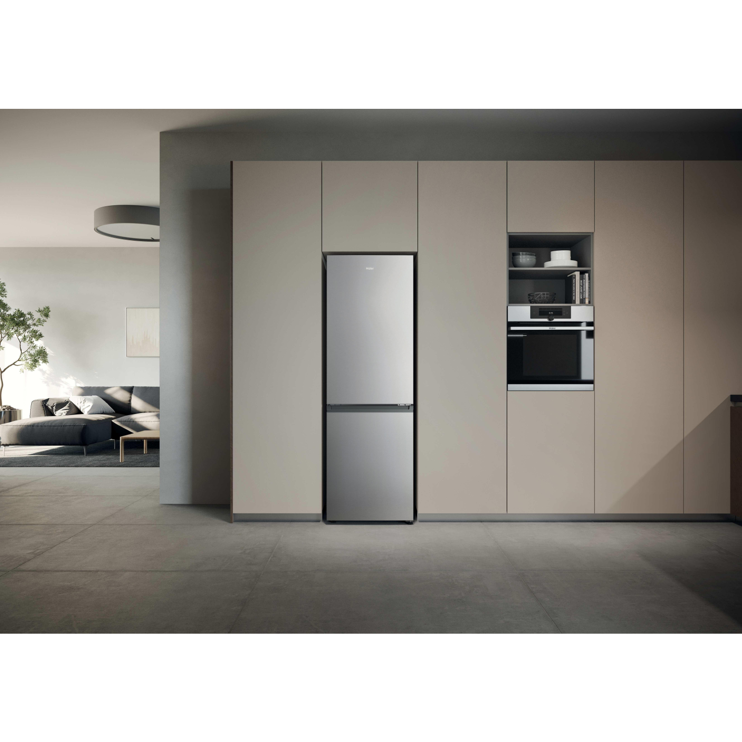 Haier 2D 60 Series 3 HDPR3618DNPK 355L Total No Frost Fridge Freezer - Stainless Steel full image