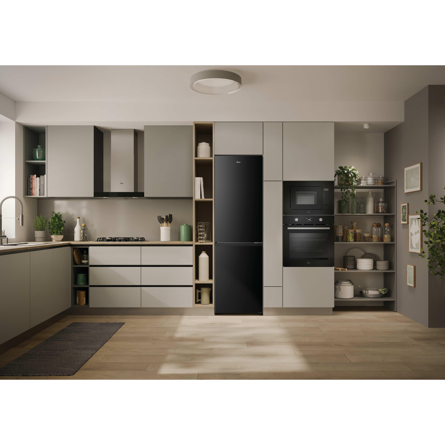 Hoover HONCQ3T518ENTK Total No Frost Fridge Freezer - Black full image