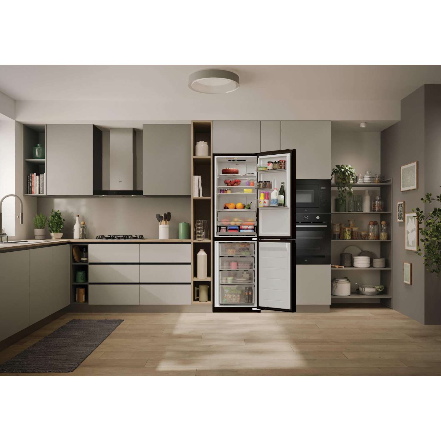 Hoover HONCQ3T518ENTK Total No Frost Fridge Freezer - Black full image