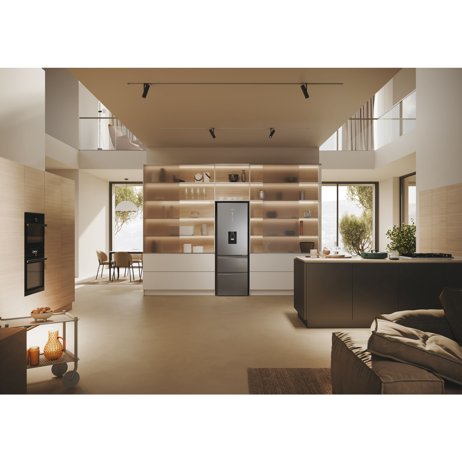 Haier HTW5618EWMG 60/40 Fridge Freezer - Silver full image