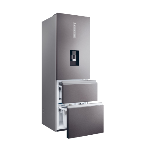 Haier HTW5618EWMP 59.5cm 60/40 Frost Free Fridge Freezer - Dark Inox